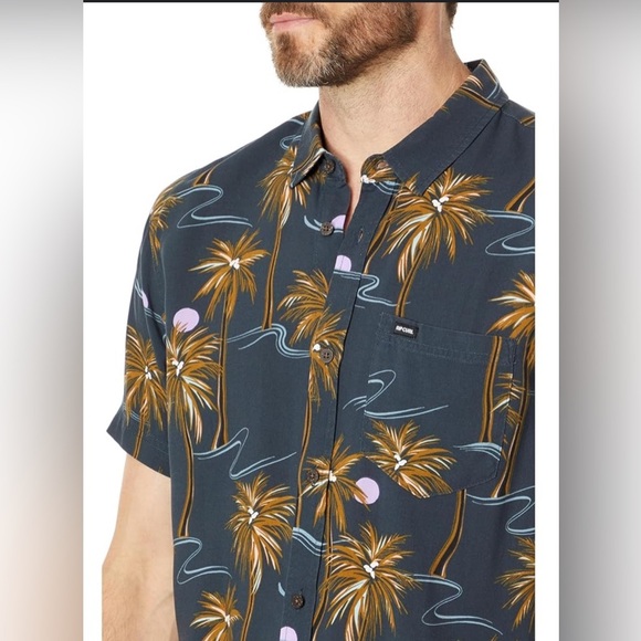 Rip Curl Button Up Palm Tree Shirt XL - Picture 1 of 7